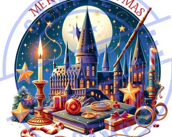 Hogwarts Holiday Theme Digital Download,  Hogwarts Holiday Print for Decor, Card, Gifts - Harry Potter Fan Design