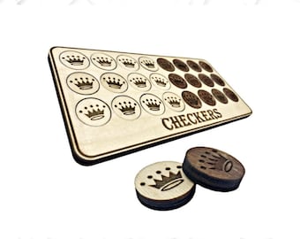 Digital SVG,AI & DXF files to make wooden replacement checkers pieces in 3 different sizes for any board