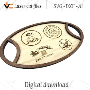 Digital Santa Tray and Tracker SVG, AI, and DXF Files for Christmas Fun