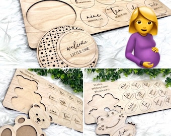 Baby Milestone SVG Set – Bear Moon Frog Designs for Laser Cutting – Nursery Decor Baby Shower Gift –  DXF AI Files
