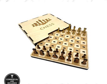 Laser Cut Chess Board SVG File – Digital Download with Case | SVG DXF Ai
