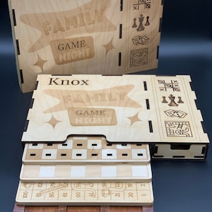 Digital Laser Cut Files for Snakes and Ladders, Tic Tac Toe, Chess, Checkers and Game Cases in SVG, AI, and DXF formats.