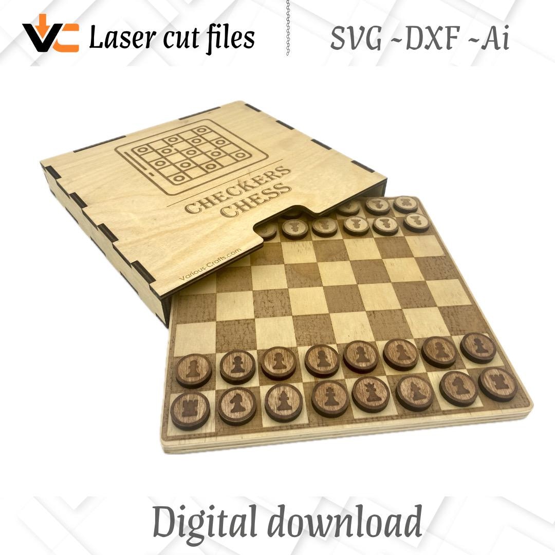 Digital SVG, and Ai Files to Make This Chess Game Board Set Laser ...