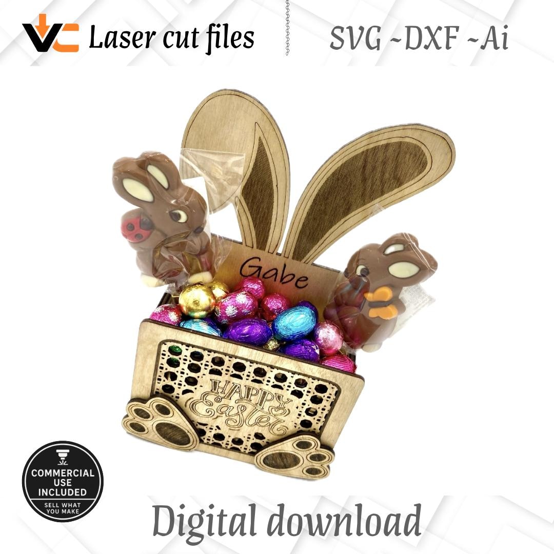 Easter Bunny Basket SVG DXF AI – Digital Laser File + Full Commercial ...