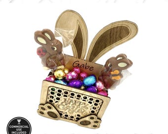 Easter Bunny Basket SVG DXF AI – Digital Laser File + Full Commercial License (Make & Sell Products)