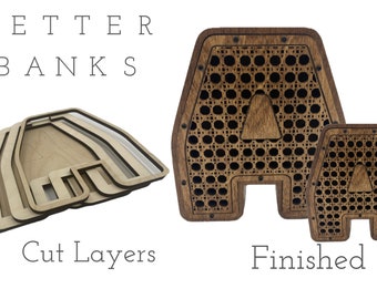 2 Digital Files SVG, Ai, DXF to Make "A" Rattan Letter Piggy Banks. Extra large 12-inch  and small 8-inch files included for laser cutting.