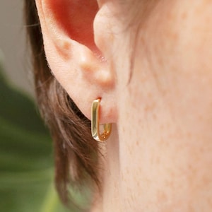 Tiny huggie earrings, Tiny hoops, Gold huggies, Tiny hoop earrings, Tiny gold hoops, Tiny earrings, Small gold hoops AESTHETE image 2