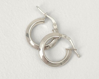 Handmade 925 Sterling Silver Tiny Simple Hoop Earrings, Minimalist Patterned Huggie Hoops, Simple Style, Perfect Gift for Her METANOIA