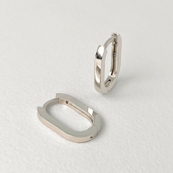 Handmade Sterling Silver Square Hoop Earrings