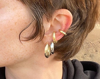 Tarnish Resistant Thick Tube Hoops, Large Gold Hoop Earrings, Chunky Hoops, Gold Filled Earrings Chunky Thick Hoops Gold Tube Hoops - EUNOIA