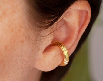 Twisted Conch Ear Cuff, Ear Wrap Silver, Rope Ear Cuff, No Piercing, Fake Piercing, Gold Rope Wrap Earring - SERENDIPITY