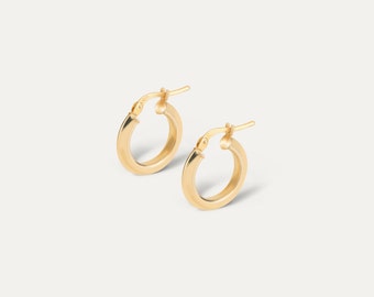 Minimal Hoop Earrings Gift For Her, Faceted Hoop Earrings, 18K Gold Filled Hoop, Simple Dainty Hoop Earrings, Light Weight Hoops - METANOIA