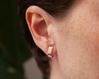 Bar earrings stud, Tiny Bar Earrings, Rose Gold J-studs, Gold Bar Earrings, Gold Bar Stud Earrings, Rose Gold Earrings, - ORENDA Rose gold