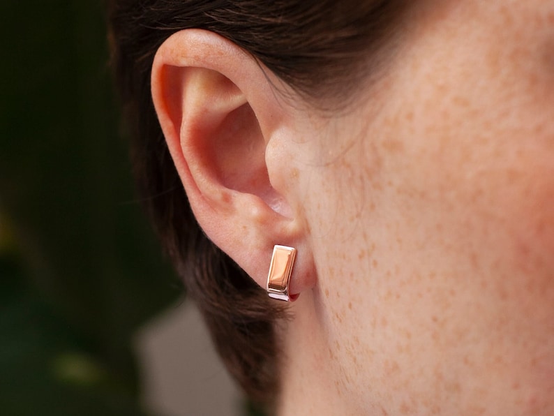 Rose Gold J Stud Earrings