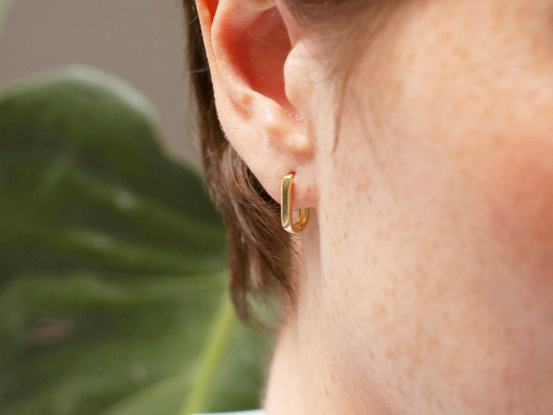 Tiny huggie earrings, Tiny hoops, Gold huggies, Tiny hoop earrings, Tiny gold hoops, Tiny earrings, Small gold hoops AESTHETE image 2