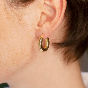 Chunky Earrings Hoops, Chunky Small Hoop Earring, Thick Hoop Earrings, 18K Gold Plated Earrings, Gold Chunky Hoops, Chubby Hoops MERAKI image 2