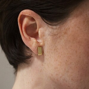 Hypoallergenic Rectangular Suspender Earrings, J Hook Earrings, Nickel Free Studs for Sensitive Ears Small Delicate Everyday Earrings ORENDA image 7
