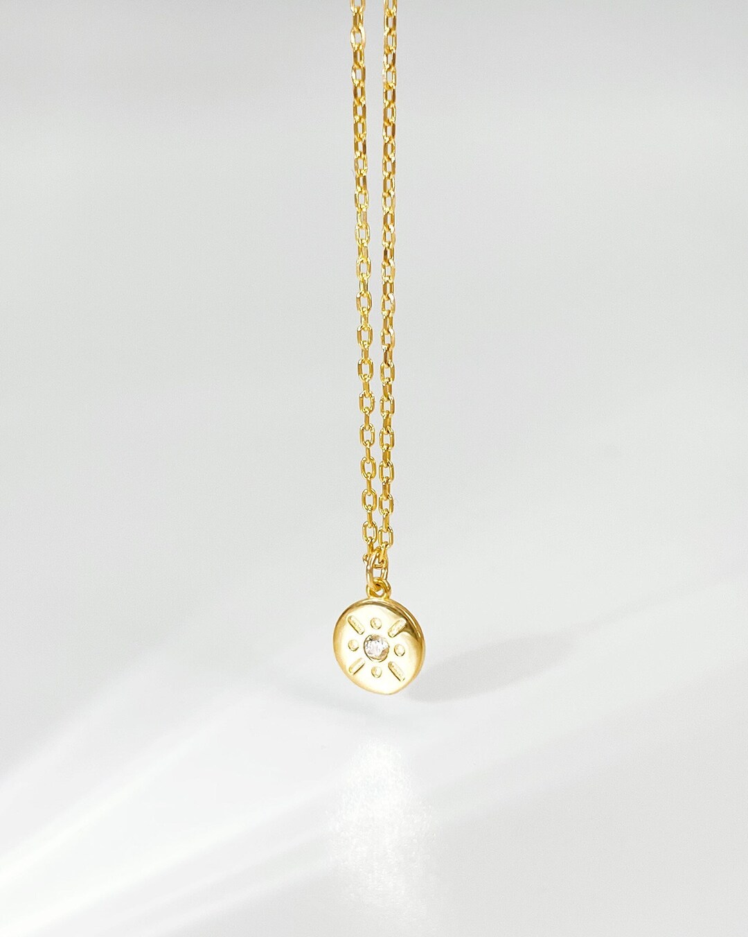 Sterling Silver Sun Pendant Necklace, Dainty Small Sterling Silver or ...