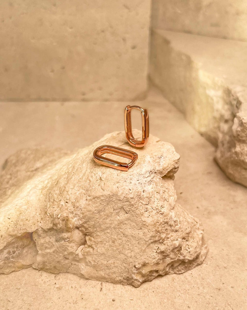 Tiny huggie earrings, Tiny hoops, Gold huggies, Tiny hoop earrings, Tiny gold hoops, Tiny earrings, Small gold hoops AESTHETE Rose gold