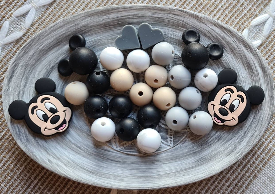 Silicone Bead Set/ Character Silicone Beads/ BPA Free/ Mickey Etsy