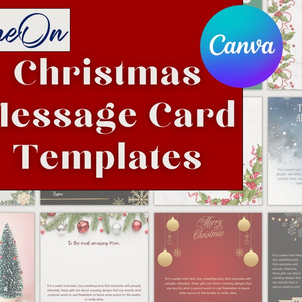Christmas Message Card Templates, Message Card Jewelry, Holiday Message Card Necklace for Mom, Canva Templates, Message Cards for Jewelry