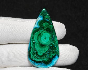 クリソコラ　エッグ　ルースストーン　貴重　美品 天然マルカイト・クリソコラ・カボション（ルースジェムストーン用