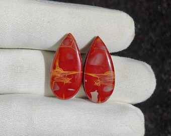 Par de piedras preciosas cabujón de jaspe Noreena natural para hacer pendientes, 25 ct., 27 x 13 x 4 mm