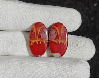 Par de piedras preciosas naturales de jaspe Noreena en cabujón para hacer pendientes, 23 ct., 25 x 14 x 4 mm