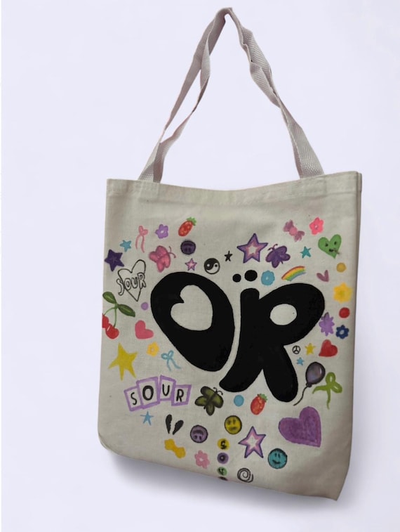 Olivia Rodrigo, Sour Album, Handmade, Holidays, Tote Bag, Painted