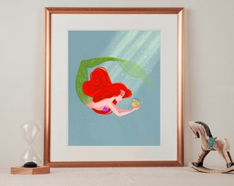 Ariel fairytale under the sea mermaid fantasy Digital illustration