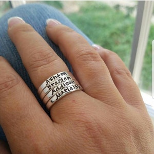 Personalized Sterling Silver Name Ring - Custom Stacking Band