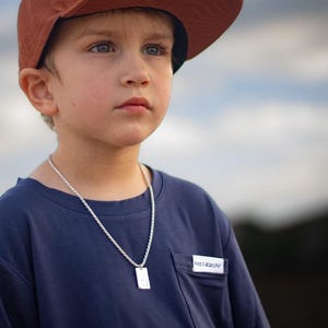 Children's Solid Sterling Silver Rope Chain Necklace with Initial/Name Charm - Boy's Jewelry - Boy's Custom Name Necklace - Gift For Son