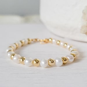 AAA Freshwater Pearl Baby Bracelet: Sterling Silver, Baptism Gift