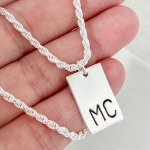 Children&#39;s Sterling Silver Rope Chain Necklace with Initial/Name Charm - Boy&#39;s Jewelry - Boy&#39;s Custom Name Necklace - Gift For Son
