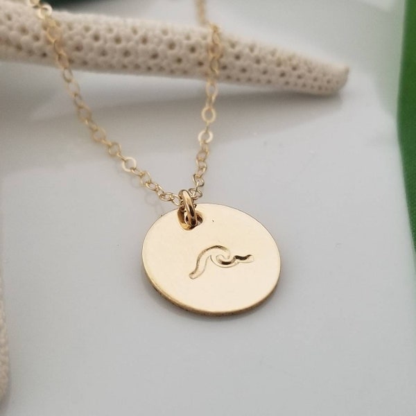 Wave Necklace, Simple Wave Disc, Ocean Wave Necklace, Beach Necklace, Salty Vibes, Beach Lover GIft, Gold Wave Necklace, Rose Gold Necklace
