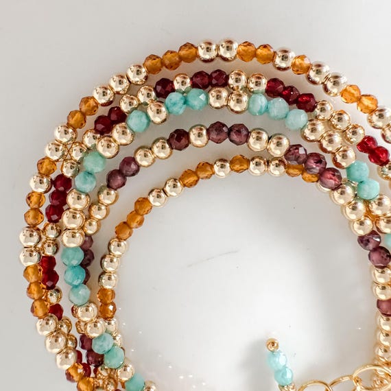 Infant's or Baby's Gold and Birthstone Bead Bracelet, 14kt Gold Filled Baby Bracelet, Gold Beaded Bracelet, Baby Shower / Birthday Gift Idea