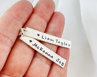 Collar con barra de plata de ley - Collar vertical con nombre - Colgante personalizado con nombre - Collar con nombre - Collar con nombre personalizado - Collar para mamá
