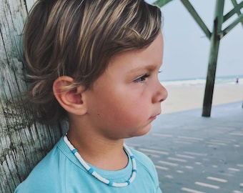 Boy's Surfer Necklace - Heishi Necklace - Beaded Surf Necklace - Beach Jewelry - Children's Jewelry - Boy's Jewelry - Heishi Shell Necklace