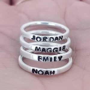 Thin Name Ring, Dainty Stacking Ring, Stack Rings, Stacking Name Rings, Mothers Ring, Custom Name Ring, Personalized Name Ring,  2mm Wide