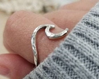 Large Sterling Silver Wave Ring, Beach Wave Ring, Unique Wave Ring, Solid Sterling Wave Ring