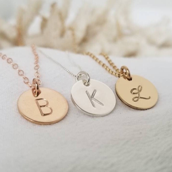 Disc Monogram Necklace - Personalized Monogram Necklace - Gold Monogram Necklace - Dainty Monogram Necklace - Dainty initials Disc Necklace