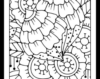 Pretty Floral Coloring Pages Bundle, Beautiful Flowers Coloring Book, Adult Flower Coloring Pages,