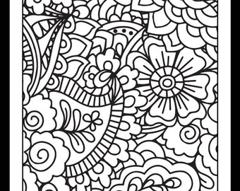 Pretty Floral Coloring Pages Bundle, Beautiful Flowers Coloring Book, Adult Flower Coloring Pages,