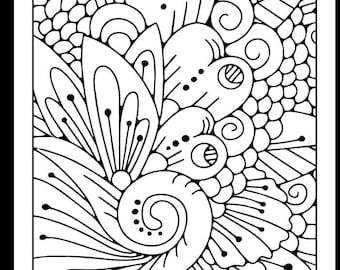 Pretty Floral Coloring Pages Bundle, Beautiful Flowers Coloring Book, Adult Flower Coloring Pages,
