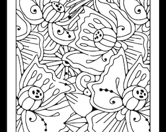 Pretty Floral Coloring Pages Bundle, Beautiful Flowers Coloring Book, Adult Flower Coloring Pages,