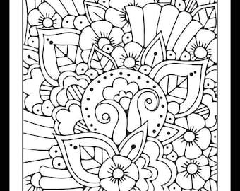 Pretty Floral Coloring Pages Bundle, Beautiful Flowers Coloring Book, Adult Flower Coloring Pages,