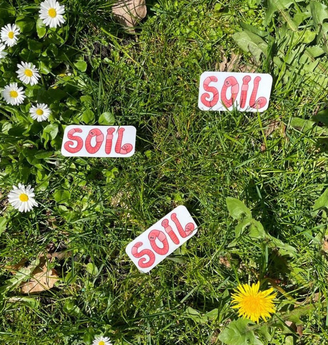Soil Label Sticker Soil Worms Sticker - Etsy