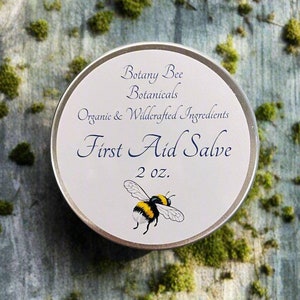 Organic First Aid Salve, Plantain, Yarrow, Horsetail, Self-Heal, Vitamin E