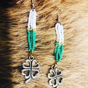 Lucky clover seed bead earrings