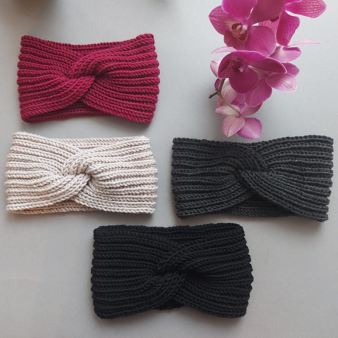 Hand Knitted 100 Merino Wool Ear Warmers Soft Merino Headband for